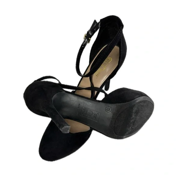 Brash Women’s Strappy Black Suede Style Heels Size 7.5 Y2K - Picture 4 of 4